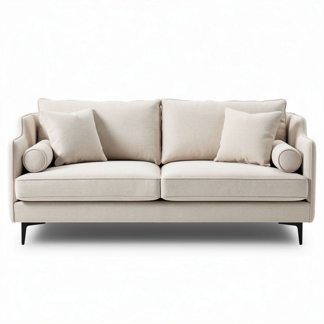Canapé en tissu beige avec coussins de soutien 200 x 90 x 85cm