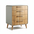 Commode en bois avec quatre tiroirs de 40 x 40 x 80cm couleur grise et chêne
