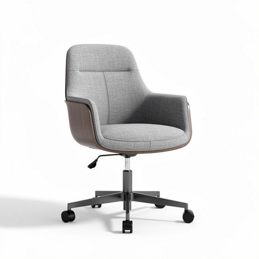 Chaise de bureau ergonomique pivotante en tissu gris avec base en métal 60 x 60 x 85cm