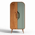 Armoire en bois de pin avec portes vertes et bois poli 100 x 60 x 40cm