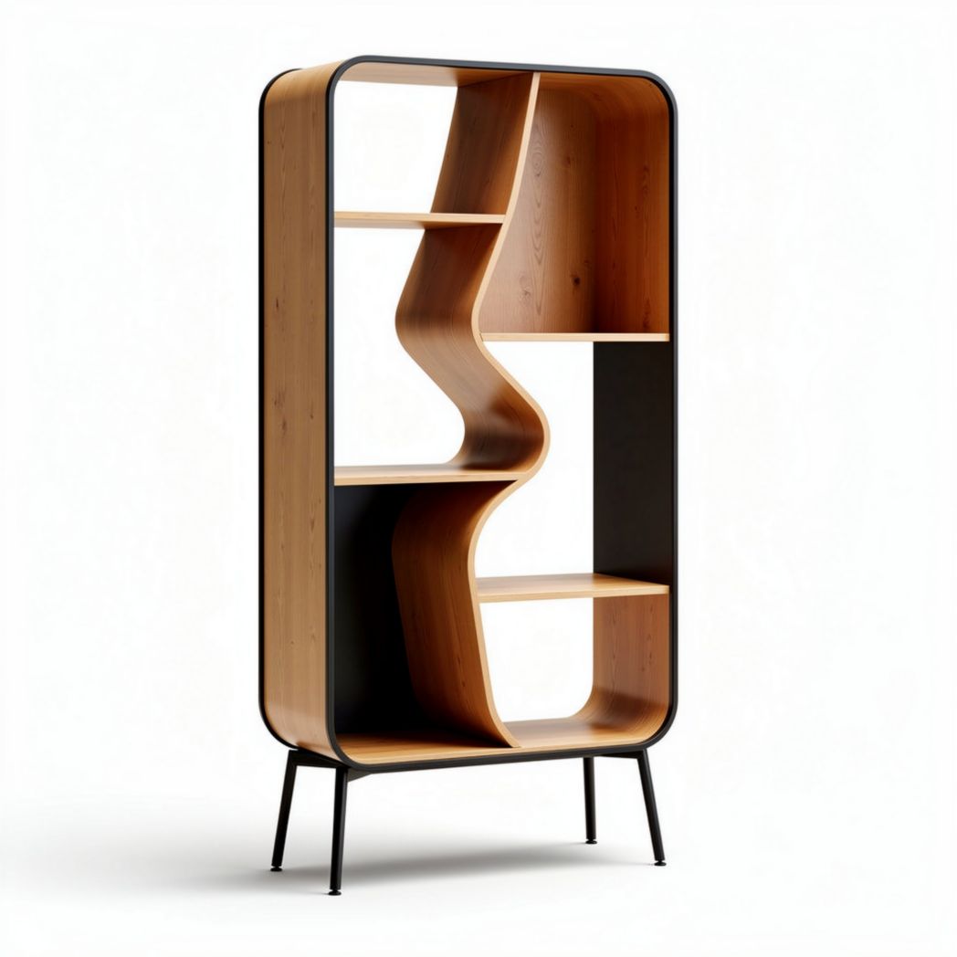 Étagère en bois et métal aux dimensions 200 x 80 x 40 cm pour rangement décoratif