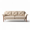 Canapé trois places en tissu beige avec pieds en bois dimensions 180 x 80 x 75cm