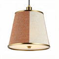Suspension en tissu beige et orange avec abat-jour en métal doré 20 x 20 x 25cm