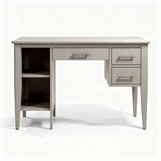 Bureau en bois 120 x 60 x 75cm avec tiroirs et étagères de rangement gris