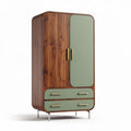 Armoire en bois avec portes vertes et tiroirs en métal dimensions 120 x 60 x 200cm