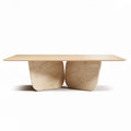 Table à manger rectangulaire en bois et pierre 200 x 100 x 75 cm