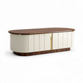 Meuble de salon oval en bois avec finition en laque blanche 150 x 60 x 40cm