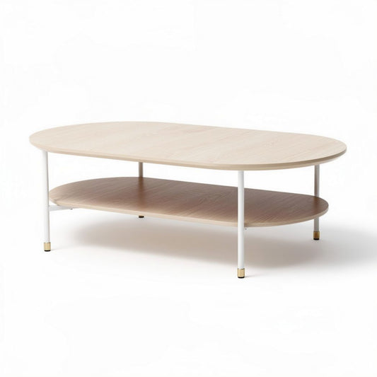 Table basse ronde en bois de noyer avec rangement 70 x 70 x 30cm