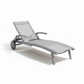 Chaise longue de jardin en aluminium gris avec dossier réglable 190 x 60 x 30cm
