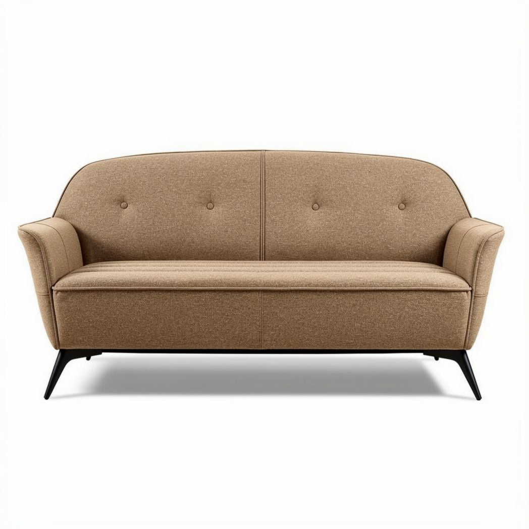 Canapé en tissu beige avec coussins 180 x 80 x 85cm et structure en métal noir